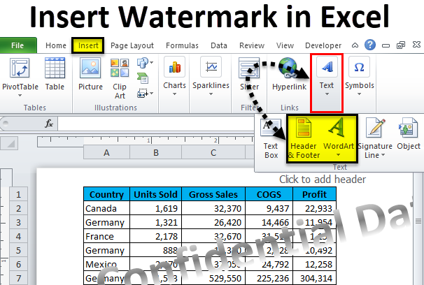 Watermark in Excel