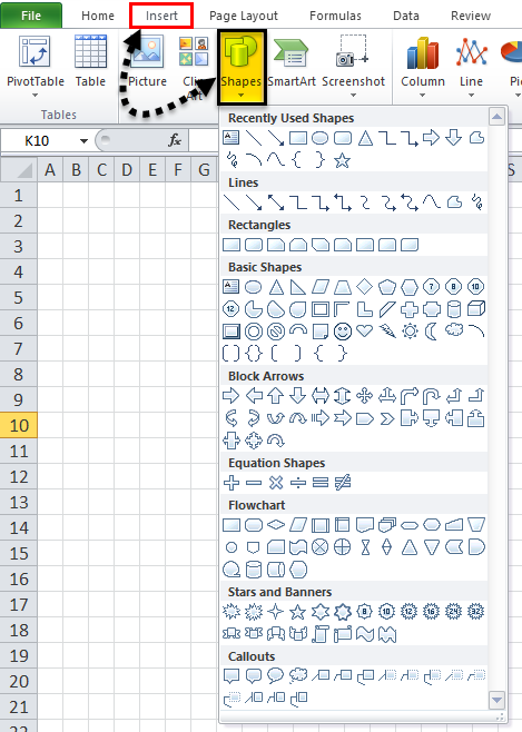 13 add shapes in excel