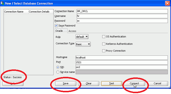 SQl Developer left buttom side