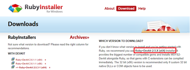 Ruby+Devkit (Version) 