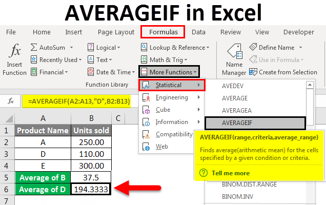 Averageif In Excel How To Use Averageif Function In Excel