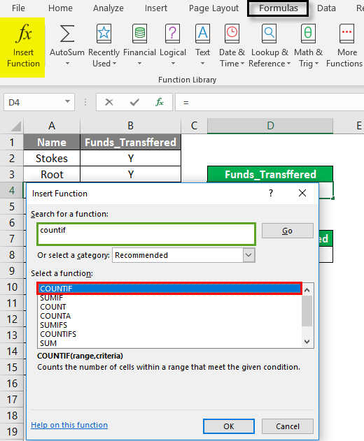 COUNTIF Formula Example 1-3