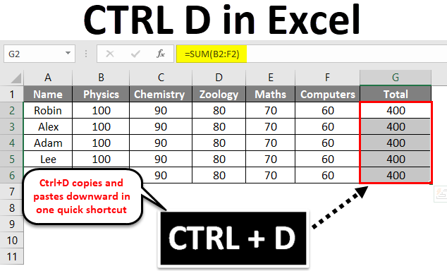 एक्सेल में CTRL D