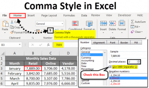 how to add comma style format in excel