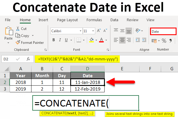 Concatenate Date in Excel