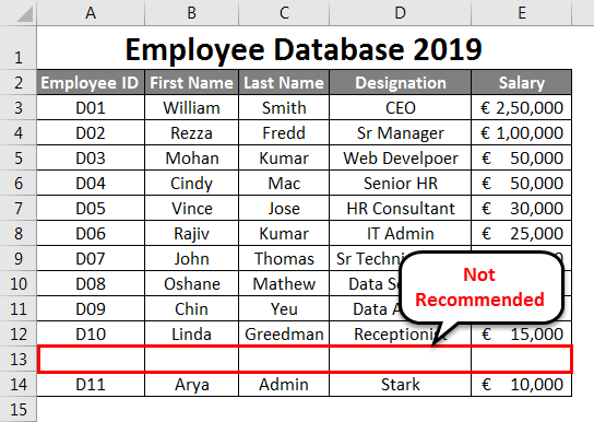 Creating Database For Excel