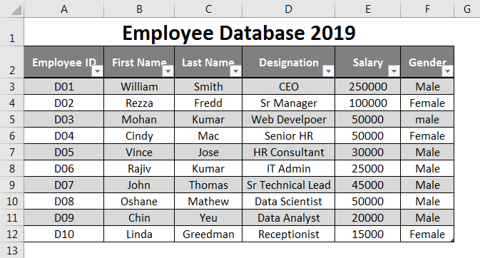 employee database in excel template