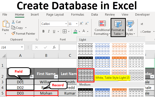 How to create a database