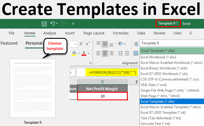 what is an excel template