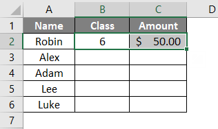 Ctrl D in Excel Example 1-3