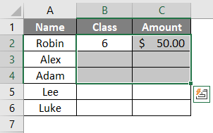 Ctrl D in Excel Example 1-4