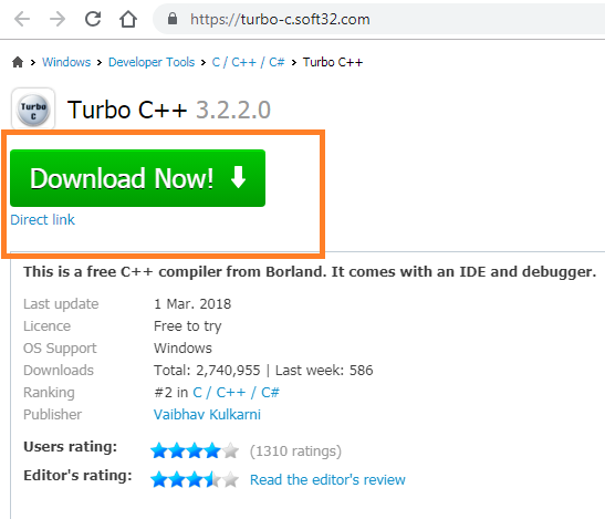 Download the Turbo C++