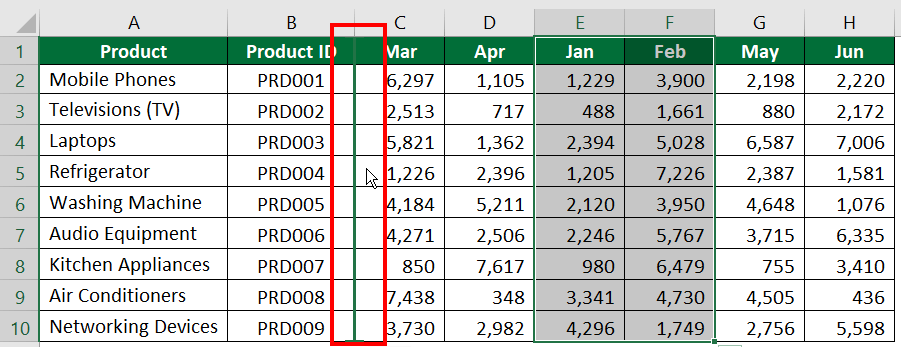 Move Multiple Columns in Excel 3