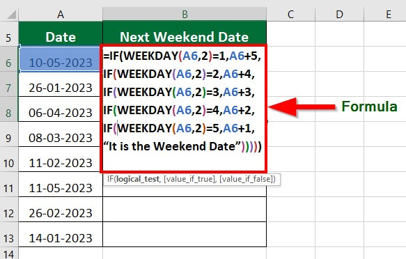 Excel Formula for Weekday-Example 3 Step 1
