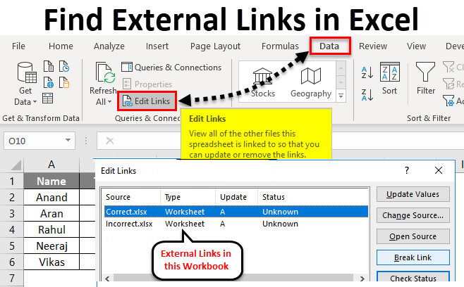 excel links to files