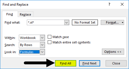 Find External Links in Excel Example 1-6