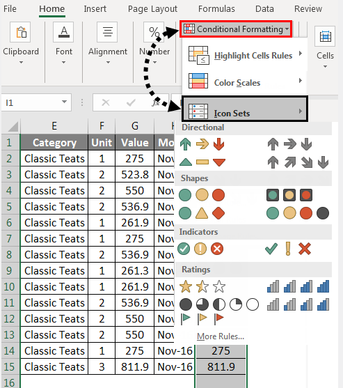 Icon Sets in Excel 1-4