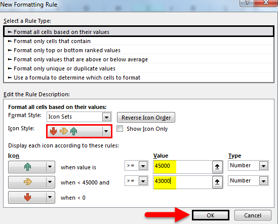 Icon Sets in Excel 2-6