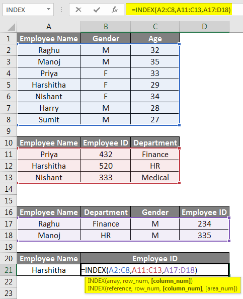 Index Function In Excel How To Use Index Function In Excel 8390