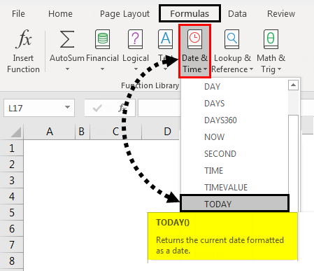 insert current date in excel not time