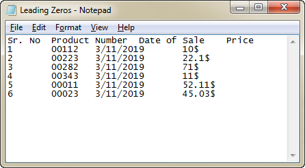 Leading Zeros Notepad