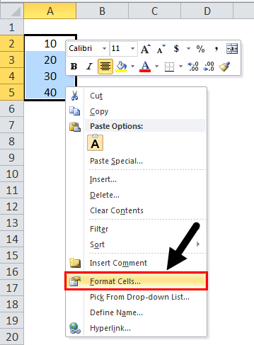 Format Cells