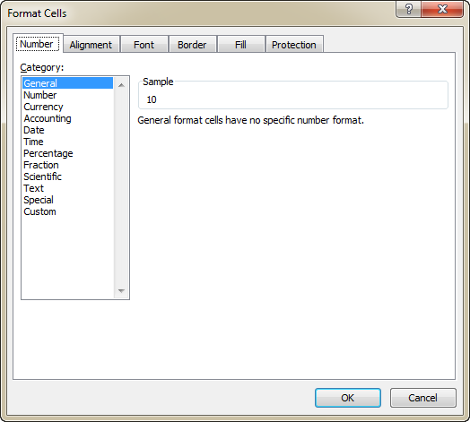 Format Cells Box