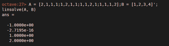 Commands for solving the Linear System of Equations