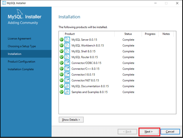 Mysql Install output 12