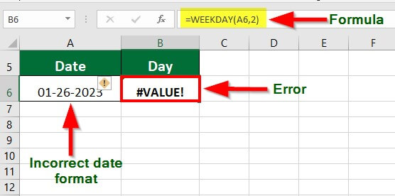 Excel Formula for Weekday-Q2
