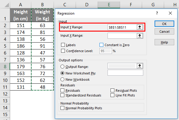 data regression analysis excel