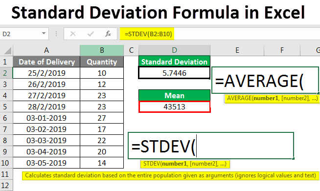 standard deviation excel template