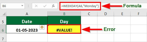 Excel Formula for Weekday-VALUE