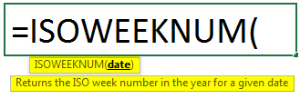 ISOWEEKNUM Formula