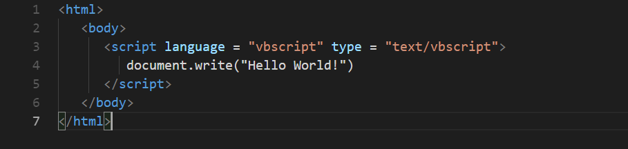 how to embed VBScript inside an HTML page