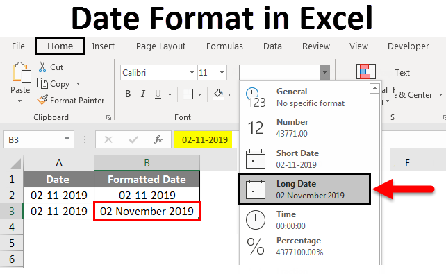 date format in excel