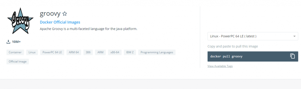 Docker Hub for Groovy installation