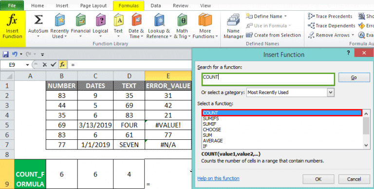 formula to count number in excel cell