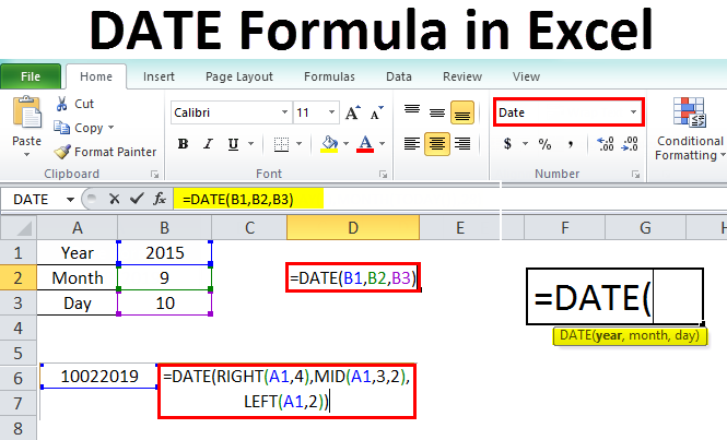 Date formulas in excel