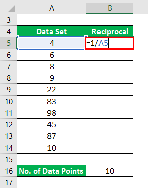 Calculation of Reciprocal for example 1