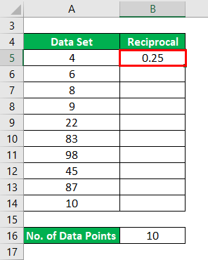 Result of Reciprocal for example 1
