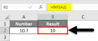 Rounding in Excel - INT Function 1