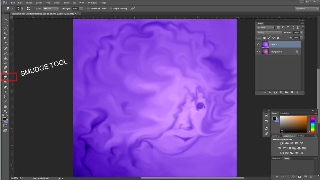 Smudge tool in photoshop 2