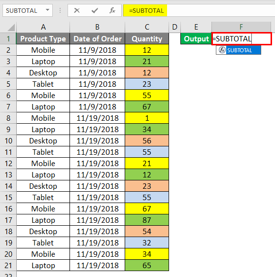 Sum By Color Example 1-2