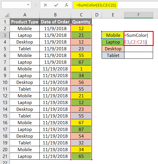 Sum By Color In Excel Examples How To Sum By Colors In Excel 8368