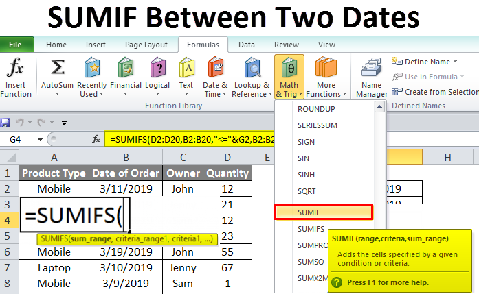 Sumif Between Two Dates