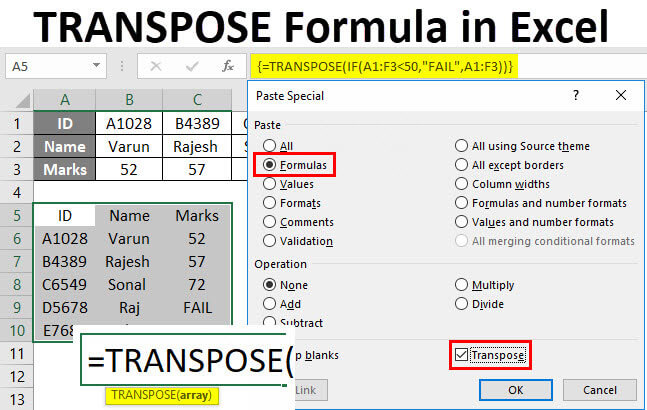 TRANSPOSE Formula in Excel
