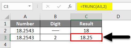 Rounding in Excel - TRUNC Funcion 2
