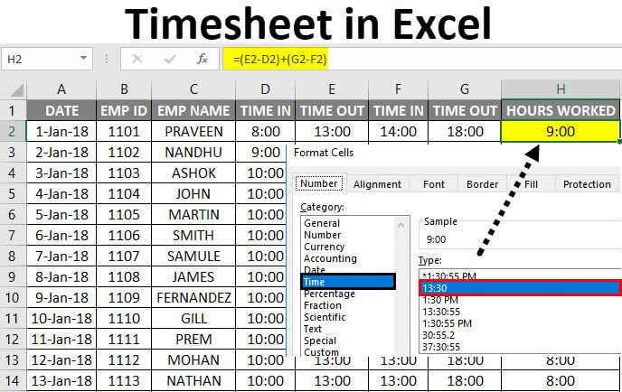 Timecard In Excel With Formulas