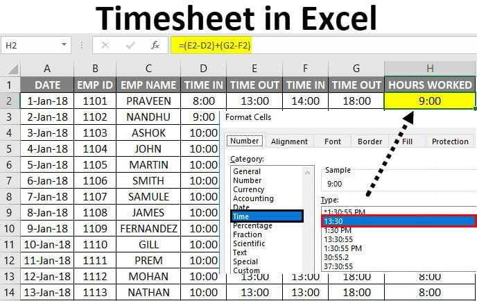 How To Create A Formula In Excel To Calculate Time